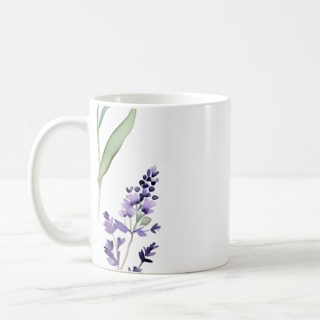Lavendel und Eukalyptus Wasserfarbe Kaffeetasse (Links)