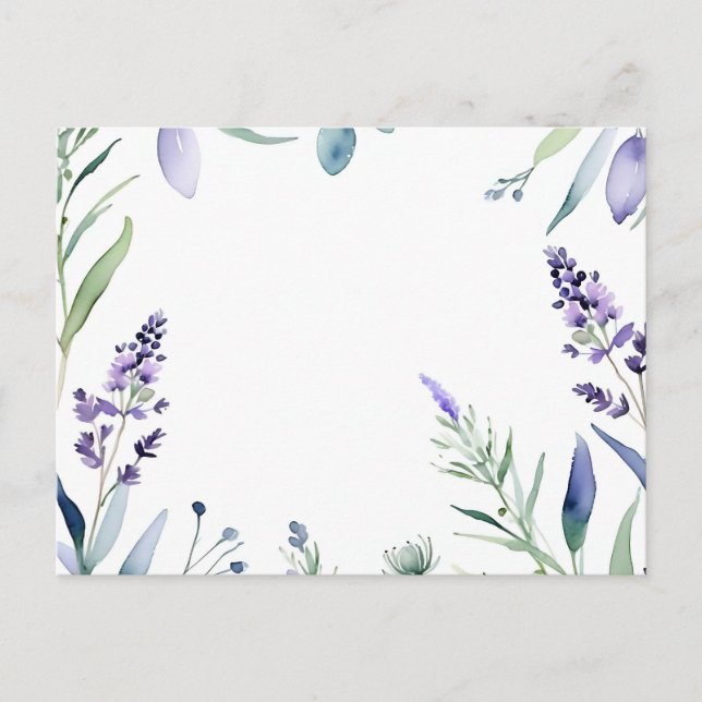 Lavendel und Eukalyptus Wasserfarbe Postkarte (Vorderseite)