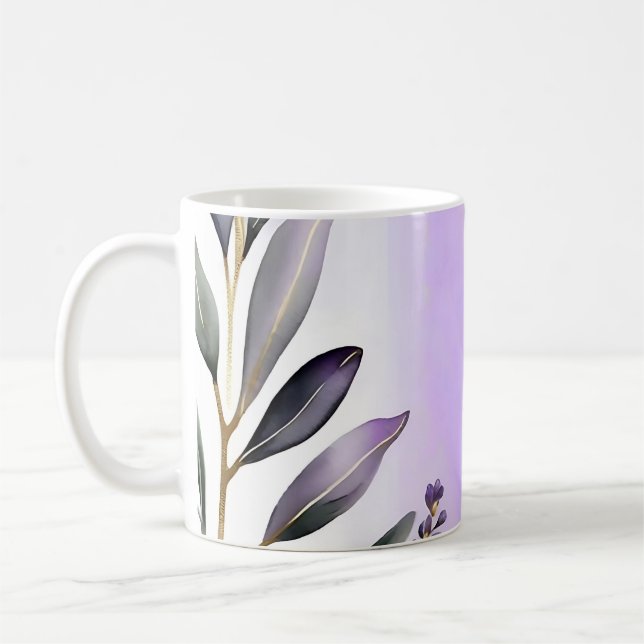 Lavendel und Eukalyptus Watercolor Kaffeetasse (Links)