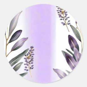 Lavendel und Eukalyptus Watercolor Runder Aufkleber