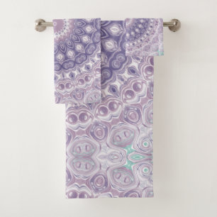 Lavendel- und Flieder-Mandala-Muster Badhandtuch Set