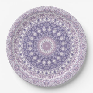 Lavendel- und Flieder-Mandala-Muster Pappteller