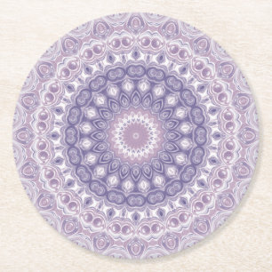 Lavendel- und Flieder-Mandala-Muster Runder Pappuntersetzer