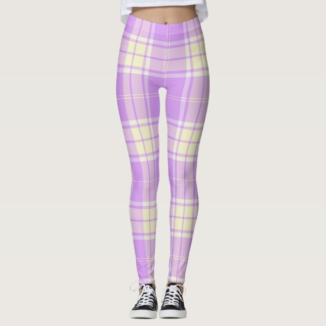 Lavendel und Gelb-karierte Leggings (Vorderseite)