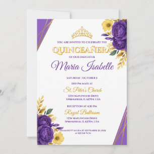 Lavendel- und Gold-Quinceañera-Einladung Einladung