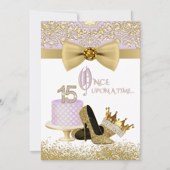 Lavendel und Gold Quinceanera Geburtstagsparty Einladung (Vorderseite)