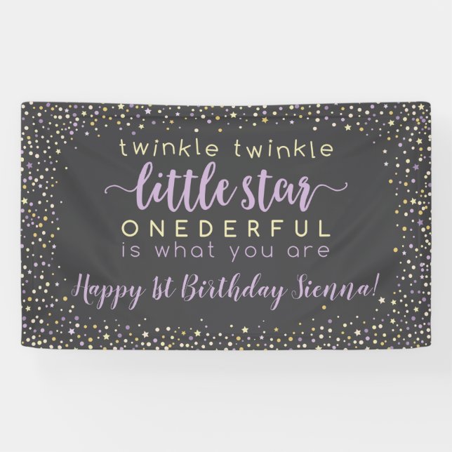 Lavendel und Gold Twinkle Star Banner (Horizontal)