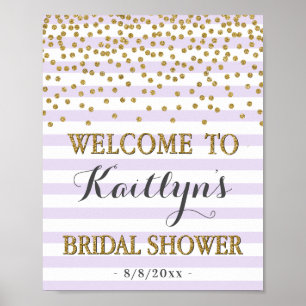 Lavendel- und Goldene Hochzeitsdusche Willkommenss Poster