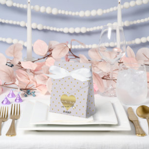 Lavendel- und Goldherz-Polka-Dots-Shower-Party Geschenkschachtel