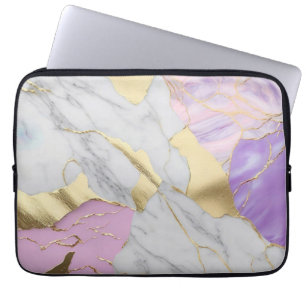 Lavendel- und Goldmarmor-Luxus Laptopschutzhülle