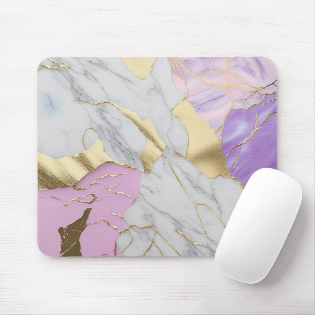 Lavendel- und Goldmarmor-Luxus Mousepad (Mit Mouse)