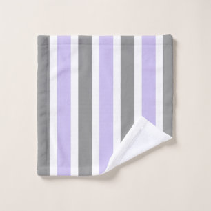 Lavendel und Grau Stripe Badetuch Set