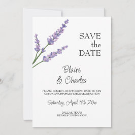 Lavendel- und Green-Floral-Save the Date-Karte Save The Date