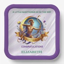 Lavendel- und Grün-Schütze-Zodiac-Babyparty
