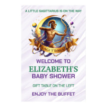 Lavendel- und Grün-Schütze-Zodiak-Baby-Party
