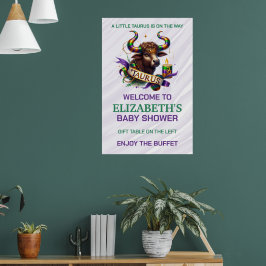 Lavendel- und Grün-Taurus-Sternzeichen-Baby-Party Poster