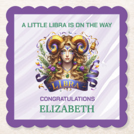Lavendel und grüne Libra-Sternzeichen-Baby-Party Untersetzer