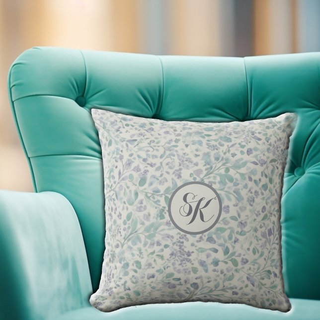 Lavendel und grüner Blattwurfkissen Kissen (Von Creator hochgeladen)