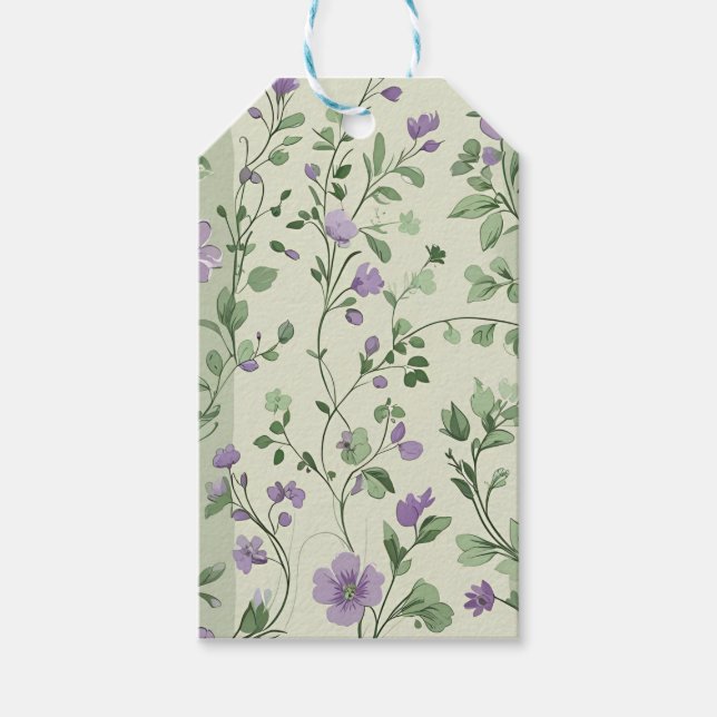 Lavendel und grünes botanisches Design Geschenkanhänger (Vorderseite)