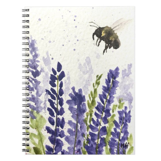 Lavendel und Hummel Notizblock (Vorderseite)