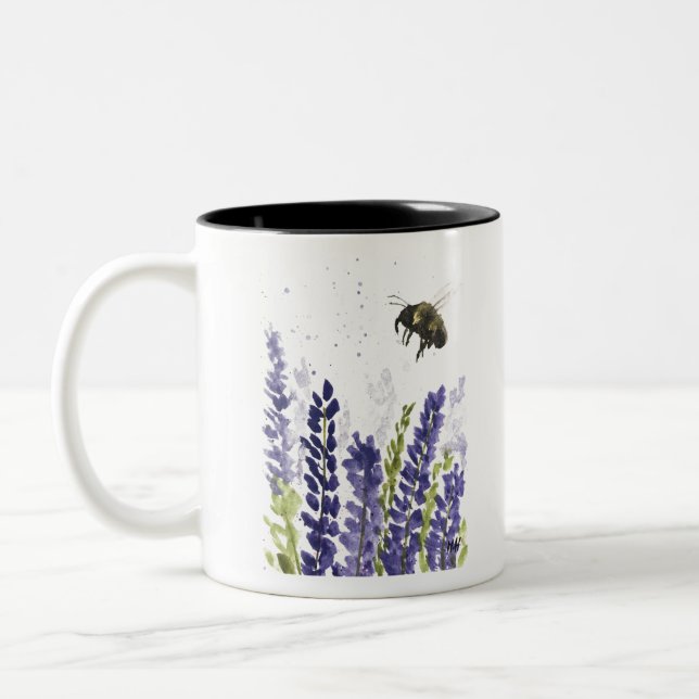 Lavendel- und Hummelfarbe Zweifarbige Tasse (Links)