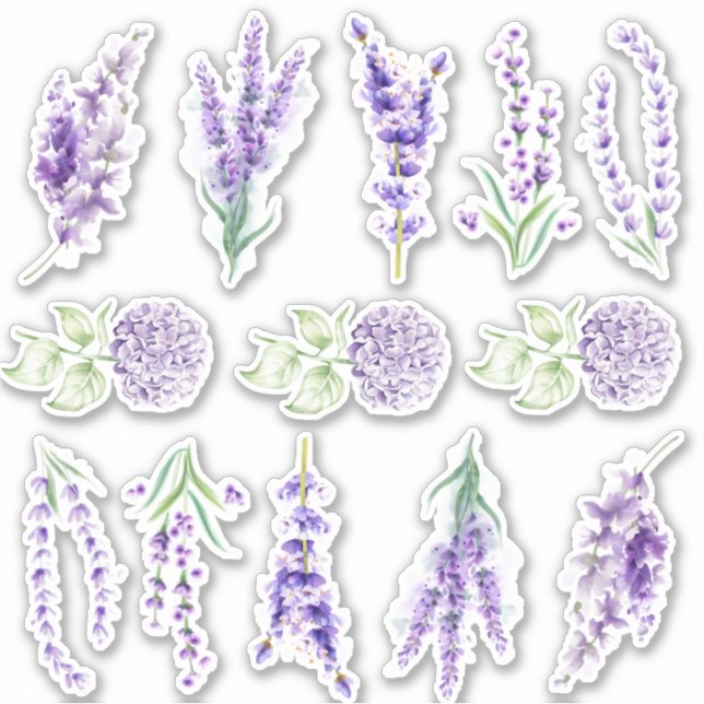 Lavendel- und Hydrangea-Set Aufkleber (Vorderseite)