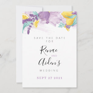 Lavendel- und Lemon--Karte Save The Date