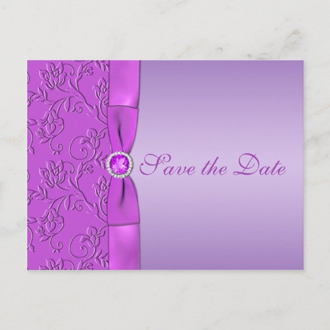 Lavendel und Lila Save the Date Postkarte (Vorderseite)