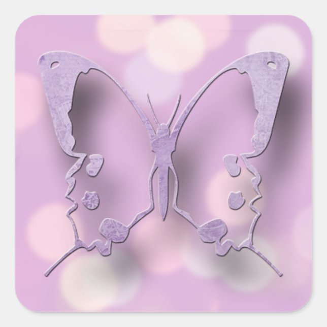 Lavendel und Lila Schmetterlinge Quadratischer Aufkleber (Vorderseite)