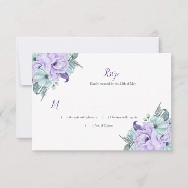 Lavendel- und Minzwasser-Peonies-UAWG RSVP Karte (Vorderseite)