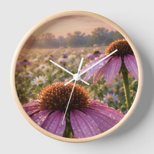 Lavendel und Orange Kegelblume Uhr