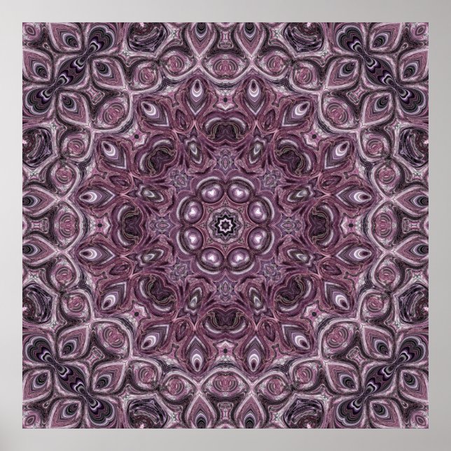 Lavendel- und Pflaumenmarmor Mandala-Muster Poster (Vorne)