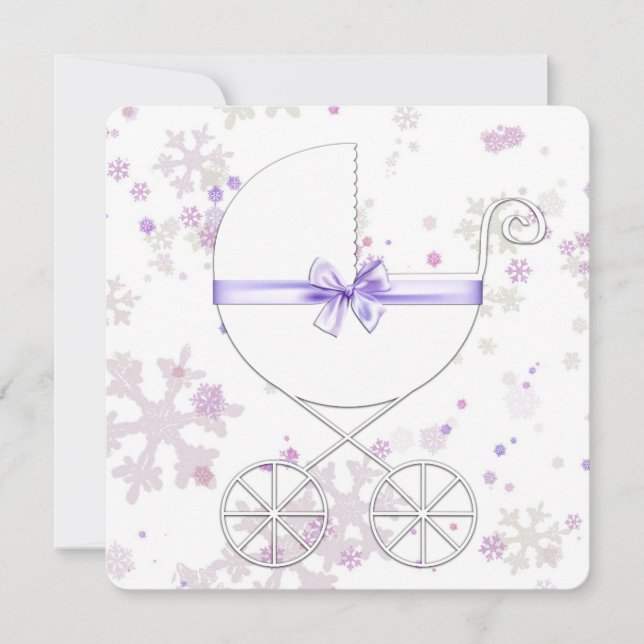Lavendel und Pink Snowflake Babydusche Einladung (Vorderseite)