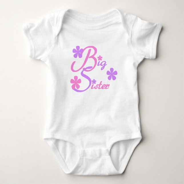 Lavendel und rosa Big Sister Baby Strampler (Vorderseite)