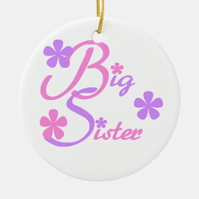 Lavendel und rosa Big Sister Geschenke Keramikornament (Vorne)