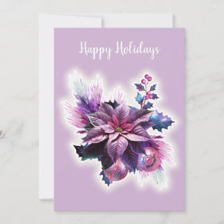 Lavendel und rosa Poinsettia Feiertagskarte