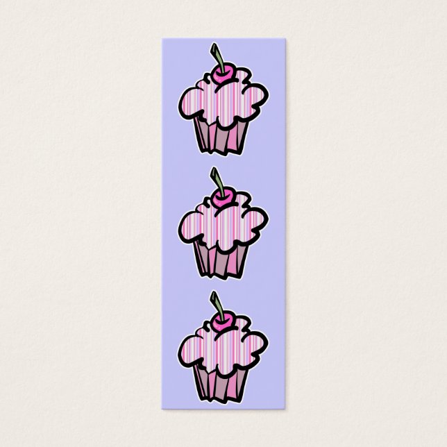 Lavendel und rosa Streifen Cupcake Lesezeichen (Vorderseite)