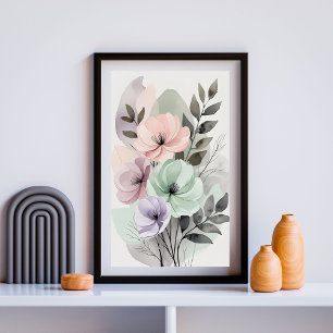 Lavendel- und Rosafarbenes Blütenbild Moderne Bo Poster