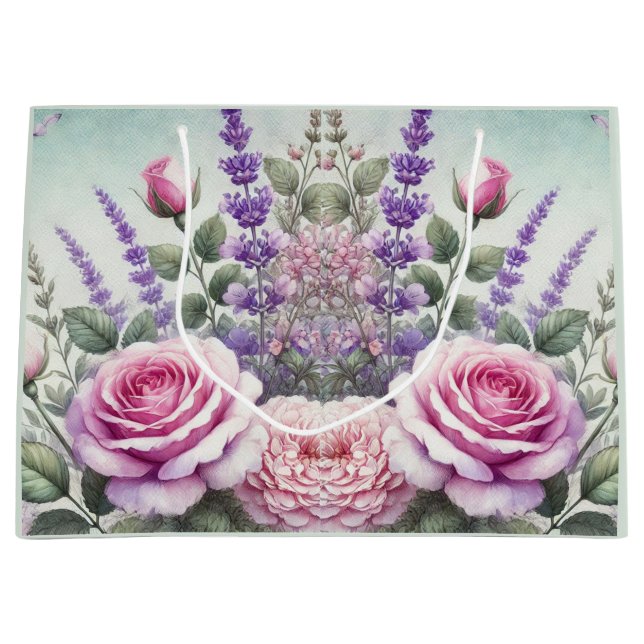 Lavendel und Rose Garden Geschenktasche Große Geschenktüte (Vorderseite)