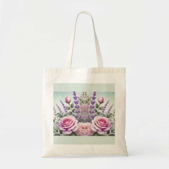 Lavendel und Rose Garden Geschenktasche Tragetasche (Vorne)