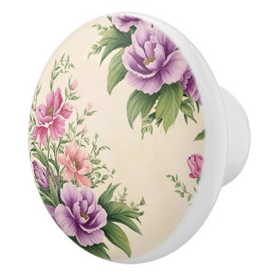 Lavendel und Rose Garten Blumendruck Keramikknauf