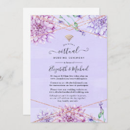 Lavendel und Rose Gold Floral Virtual Wedding Einladung