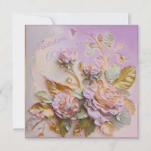 Lavendel und Rose Gold Skulpturierte Rose 60. Save The Date