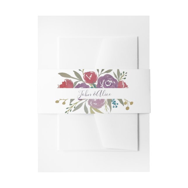 Lavendel- und Rotwasser-Blütenhochzeit Einladungsbanderole (Vorderseite Beispiel)