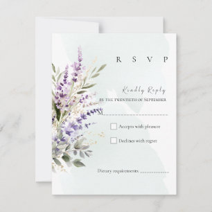 Lavendel- und Salbeigrüne Aquarell-RSVP-Karte RSVP Karte