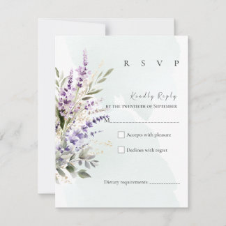 Lavendel- und Salbeigrüne Aquarell-RSVP-Karte RSVP Karte