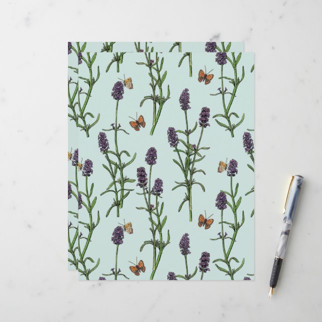 Lavendel und Schmetterlinge auf Meerglas (Vorderseite/Rückseite Beispiel)