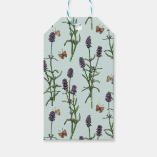 Lavendel und Schmetterlinge auf Meerglas Geschenkanhänger