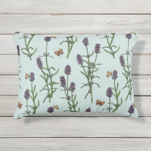 Lavendel und Schmetterlinge auf Meerglas Kissen Für Draußen