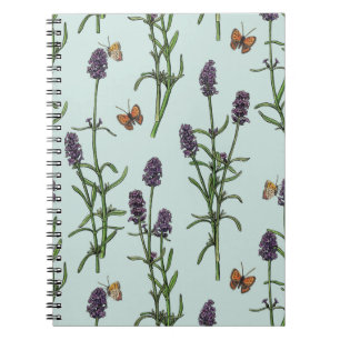 Lavendel und Schmetterlinge auf Meerglas Notizblock